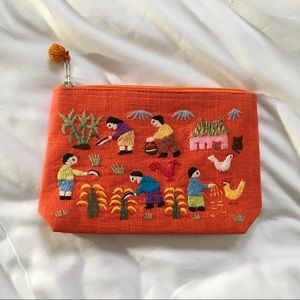 Vietnamese hand embroidered zipper pouch